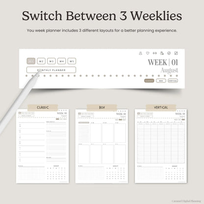 Portrait Planner Bundle - 2024, 2025 & 2026 - Digital Weekly Planner, Monthly planner, daily planner, digital planner for goodnotes, ipad planner