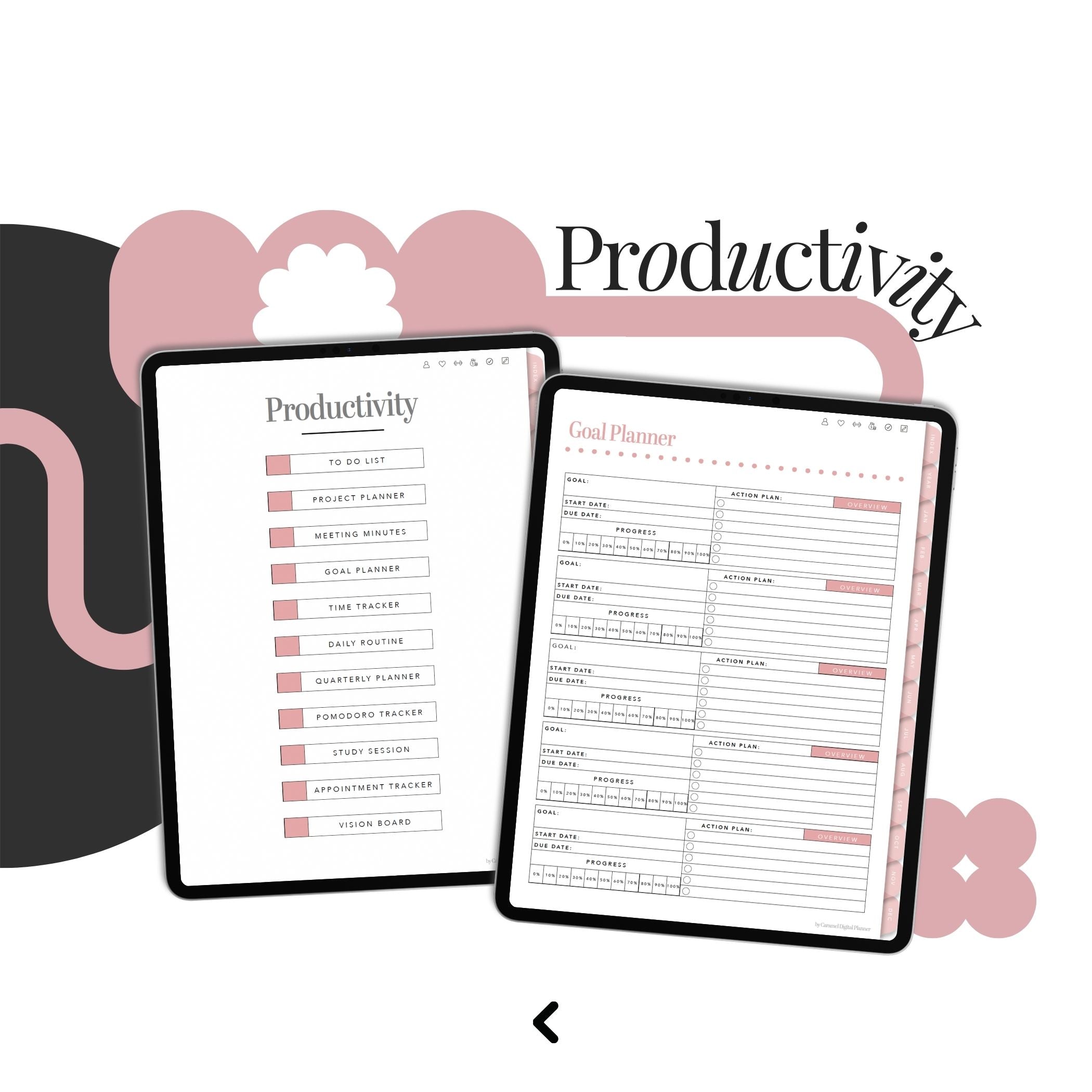 goals planner, projects planner, digital planner 2024 2025 2026